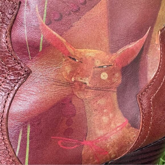 Icon Shoes Stacked Heel Zip Ankle Boot Booties Art Russian Red Women's 7 M - Picture 11 of 14